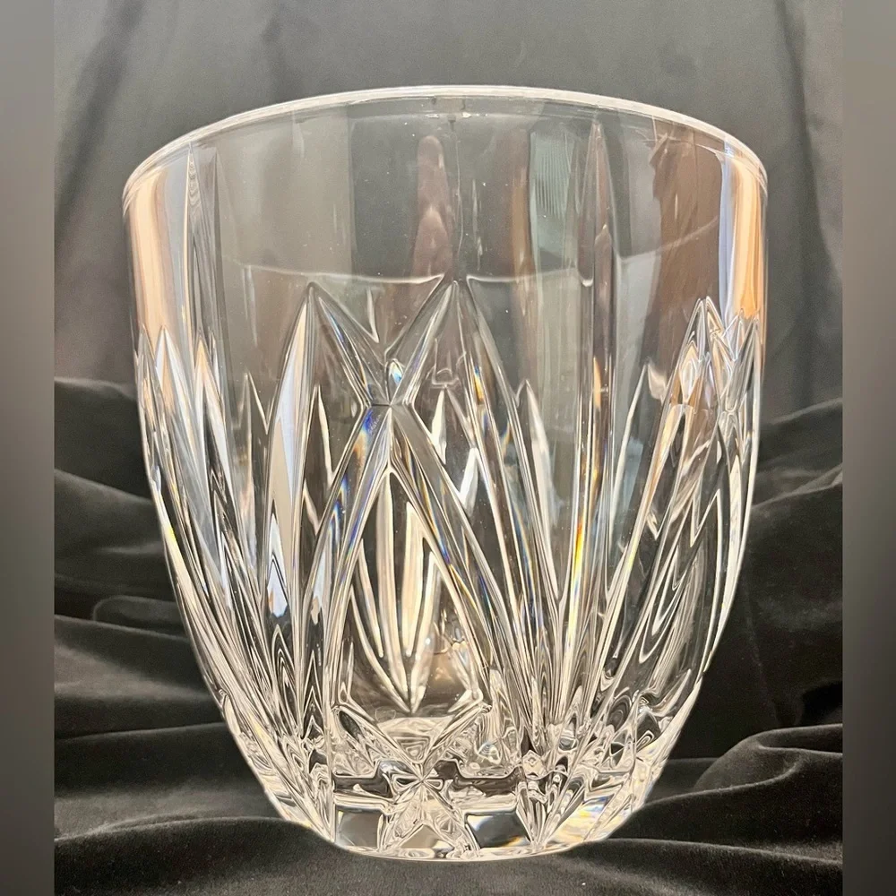 Marquis by Waterford Brookside Cut Crystal Barware Ice Bucket Serving Center Bow